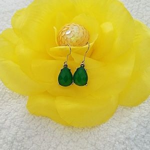 Faceted Green Charm Cab Drop Earrings